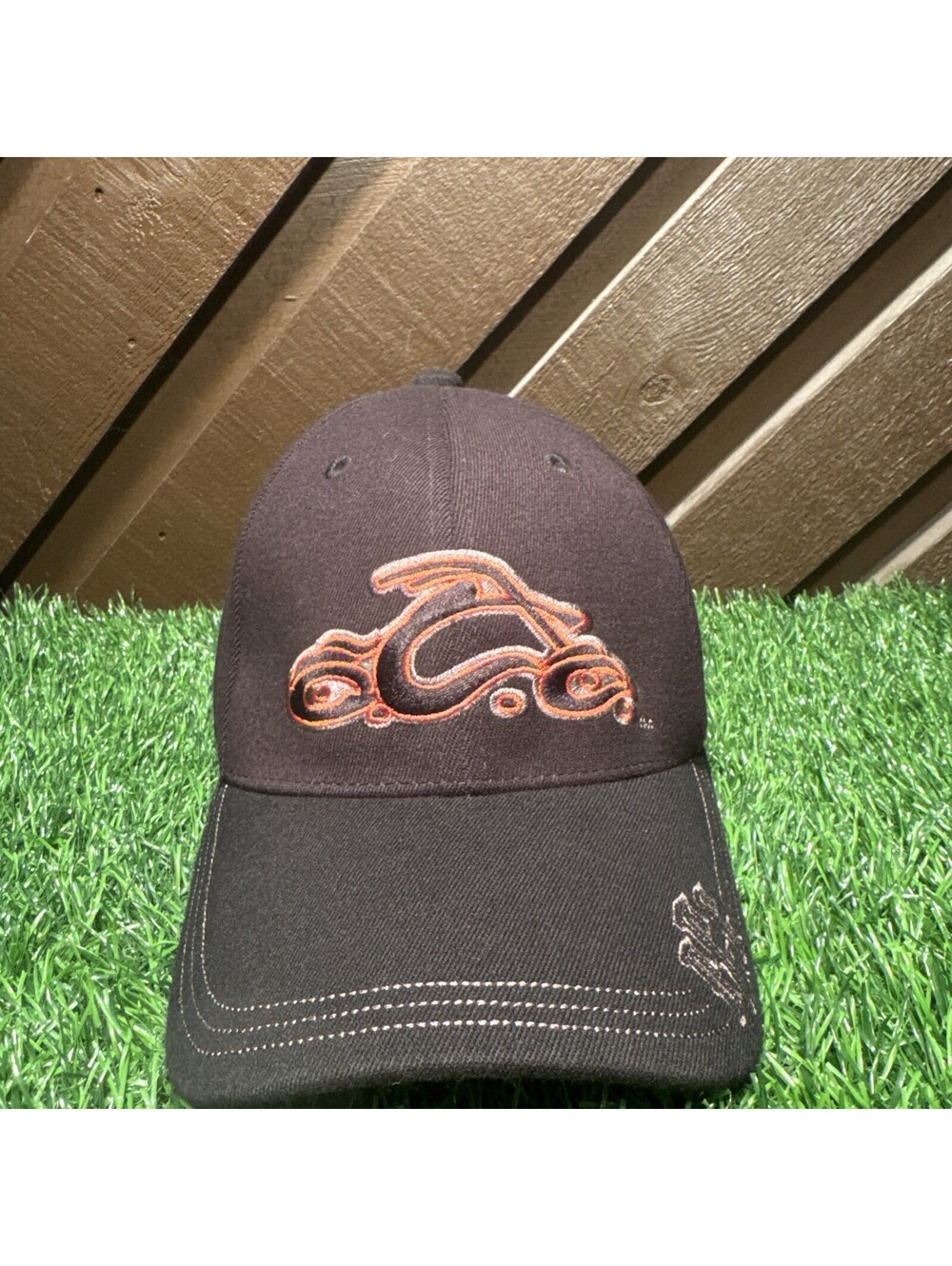 Orange County Choppers Bio-Domes Black Orange Embroidered Stretch Fit Hat Cap